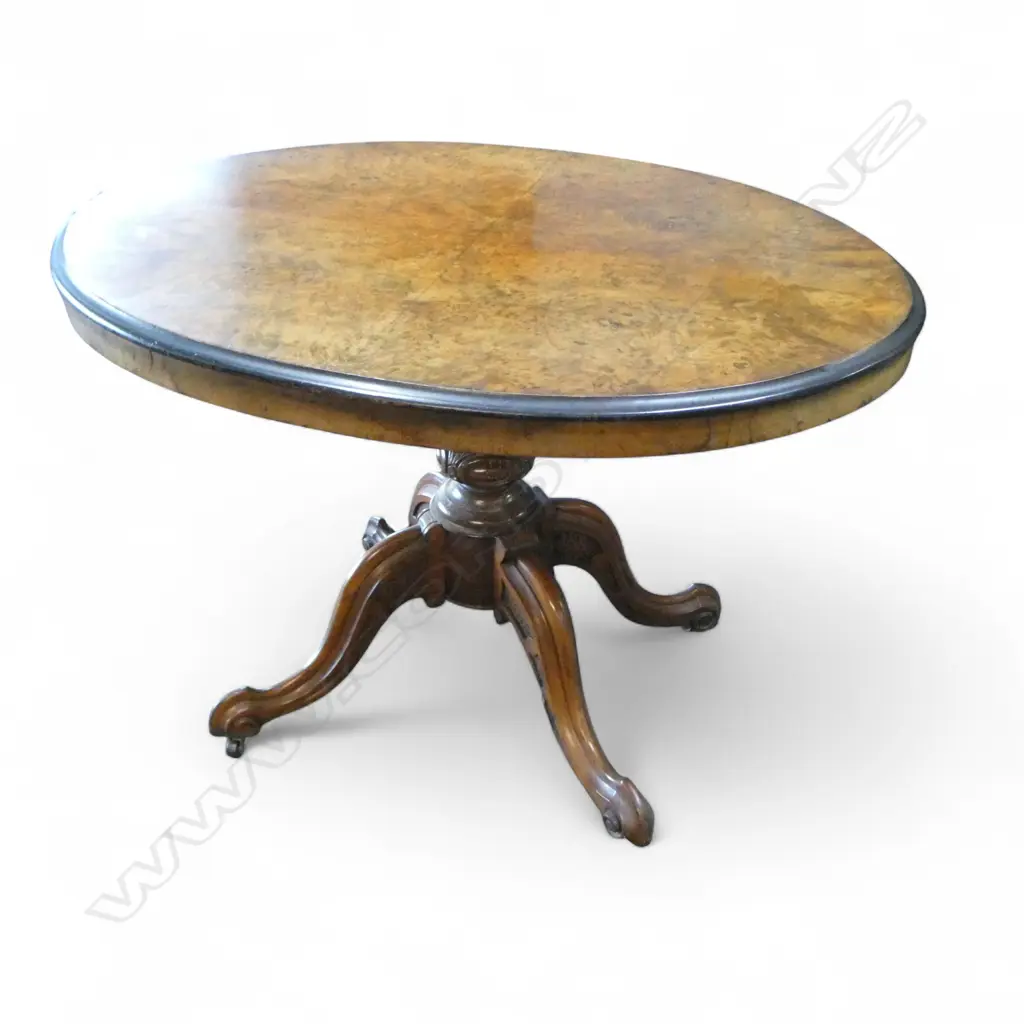 VICTORIAN OVAL LOO TABLE 1100x810x710mm - borer in pedestal base Image 1++