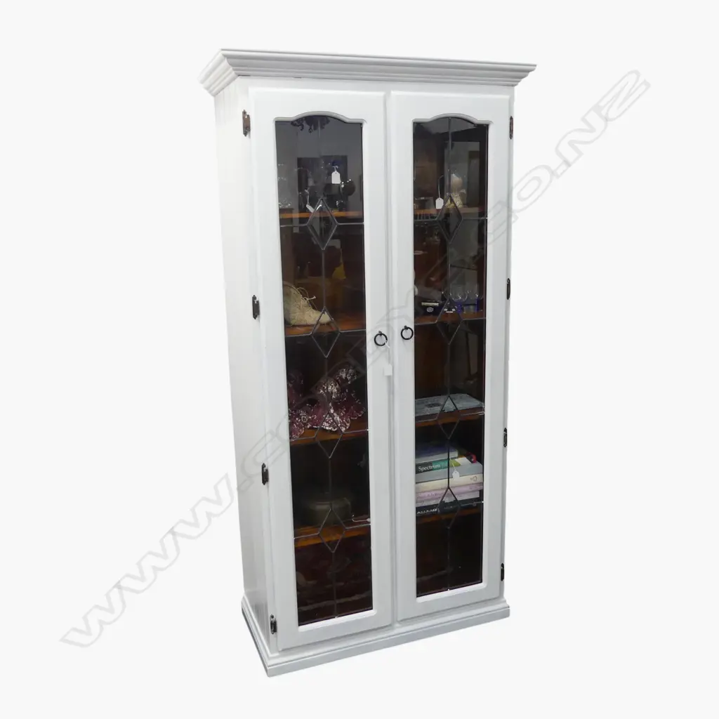 MODERN WHITE PAINTED PINE DISPLAY CABINET 950x450x1870mm Image 1++