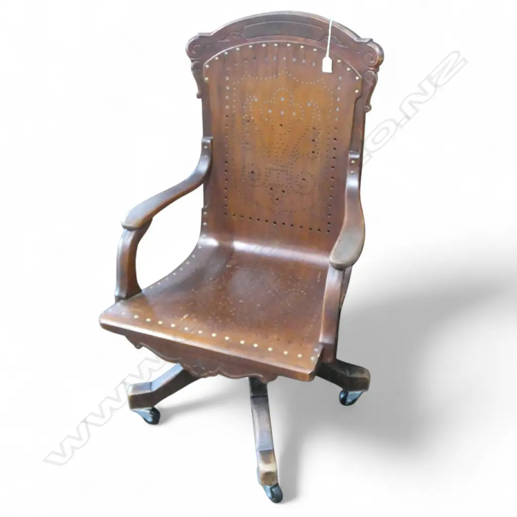 c.1900 AMERICAN DESK ARM CHAIR revolving base Image 1++