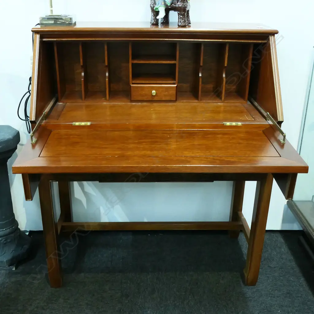 FALL FRONT DESK, CARVED CHINESE DETAILING,  940 x 450 x 1070mm Image 1++