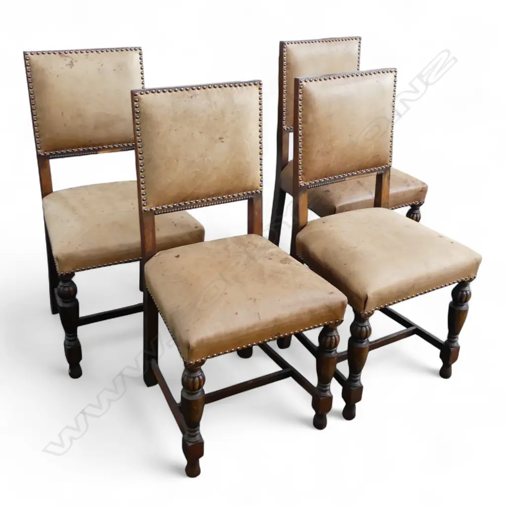 4 LEATHER UPHOLSTERED CHAIRS  Image 1++