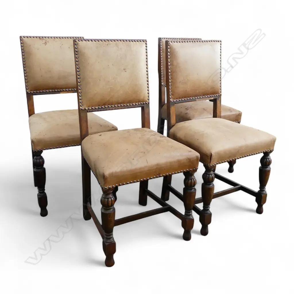 4 LEATHER UPHOLSTERED CHAIRS  Image 1++