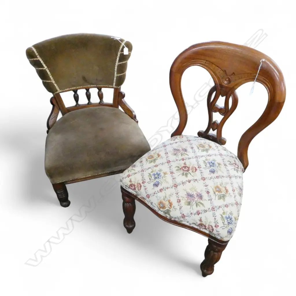VICTORIAN OCCASIONAL CHAIR + BALLOON BACK CHAIR Image 1++