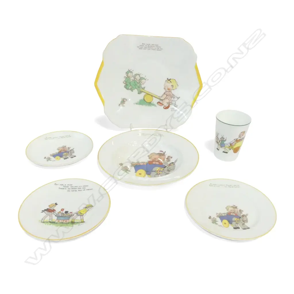 SHELLEY CHINA LUCY ATTWELL 4 PLATES BEAKER & SAUCER Image 1++