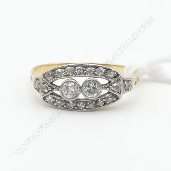 14ct GOLD & DIAMOND ART DECO? RING 1.8gms SIZE K