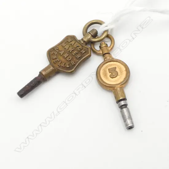 2 OLD POCKET WATCH KEYS 1 NAMED N.J.M. REIN Watch Maker and Jeweller