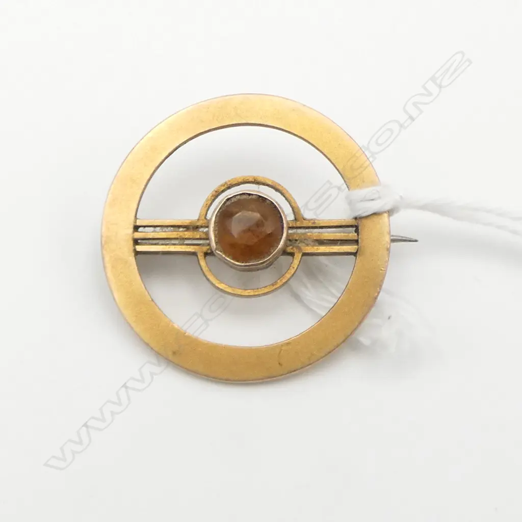 9ct GOLD & CITRINE EDWARDIAN BROOCH 3.68gms Image 1++