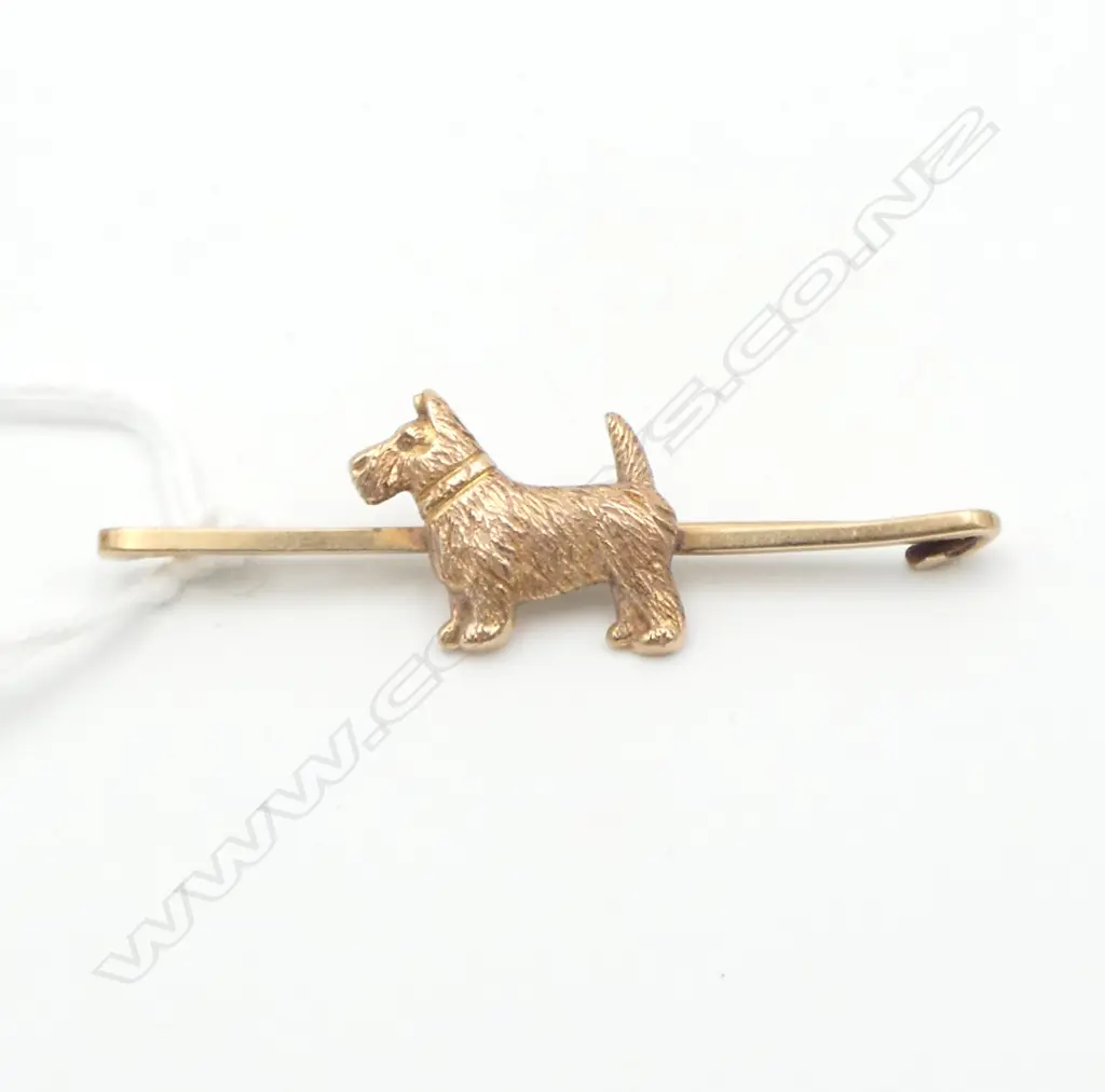 OLD 9ct GOLD SCOTTY BROOCH 3gms Image 1++