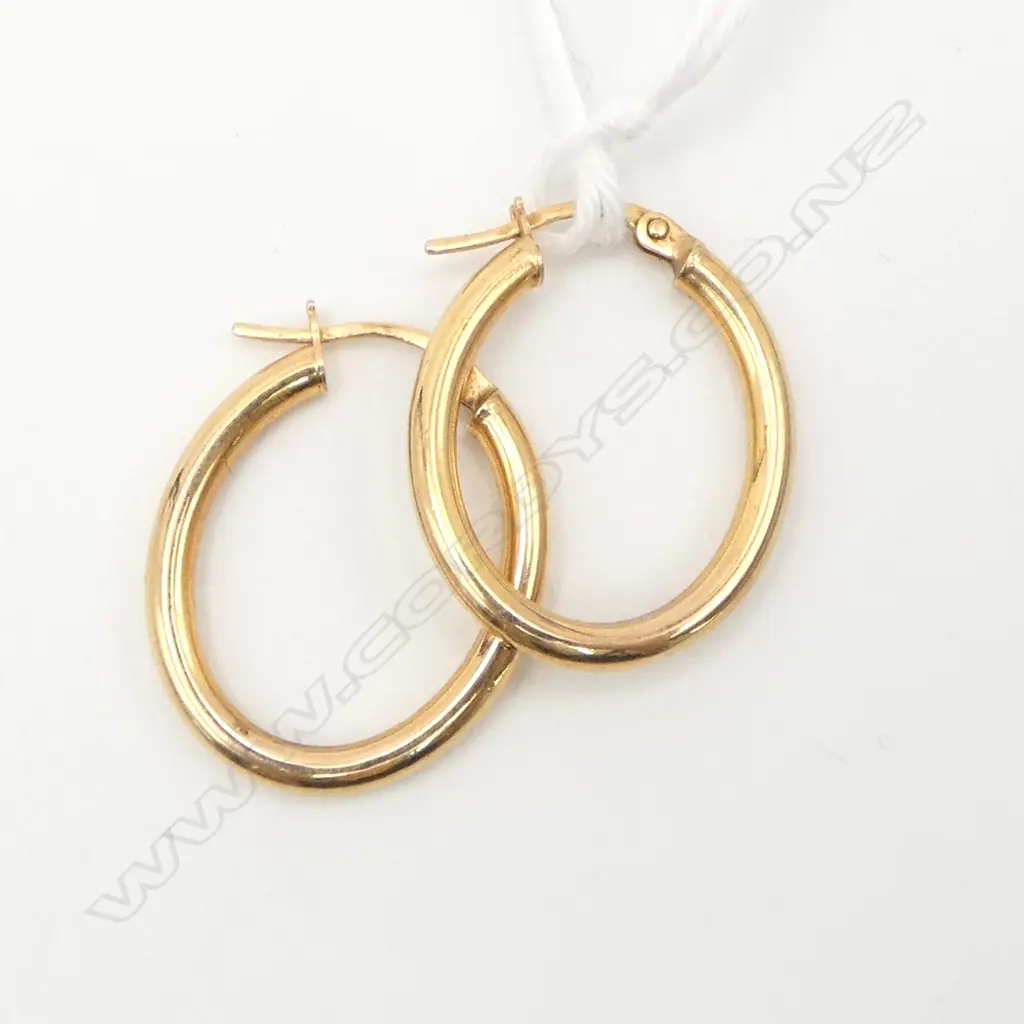 PR 9ct GOLD HOOP EARRINGS 1.2gms Image 1++