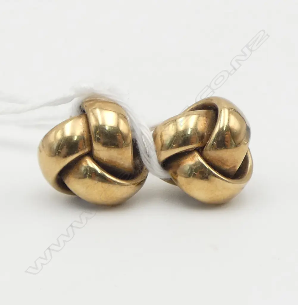 PR ITALIAN 9ct GOLD KNOT EARRINGS only 1 butterfly 4.7gms Image 1++