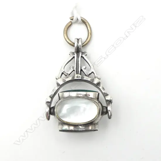 VINTAGE GEM STONE SET STG 4 SIDED SPINNER FOB