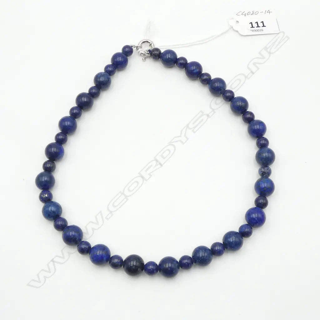LAPIS LAZULI BEAD NECKLACE, L440mm Image 1++