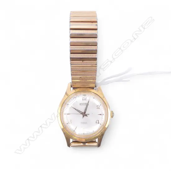 VINTAGE ROAMER GENT'S STAINLESS & GOLD PLATE WRISTWATCH 17 jewels. Running