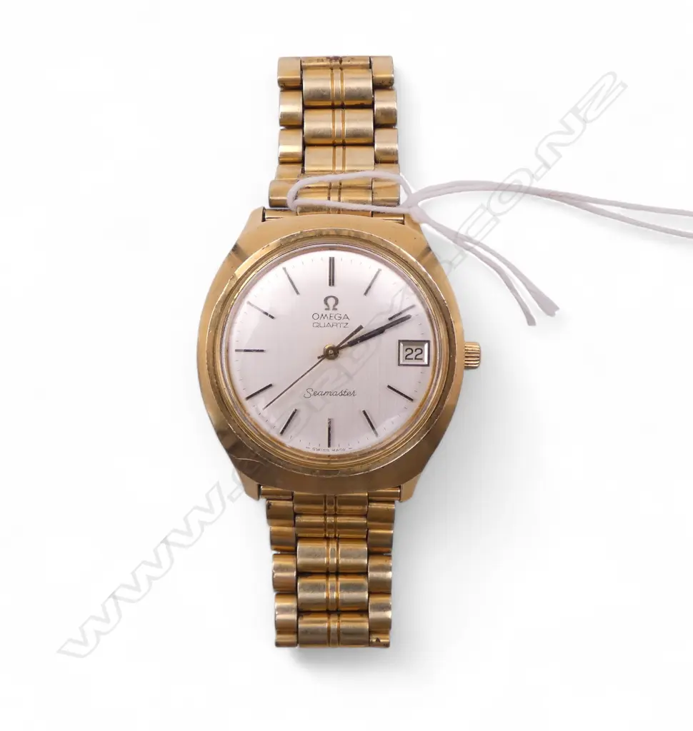 VINTAGE OMEGA SEAMASTER GOLD PLATE GENT'S WRISTWATCH Quartz. Not running Image 1++