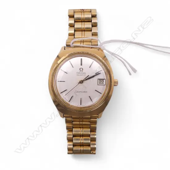 VINTAGE OMEGA SEAMASTER GOLD PLATE GENT'S WRISTWATCH Quartz. Not running