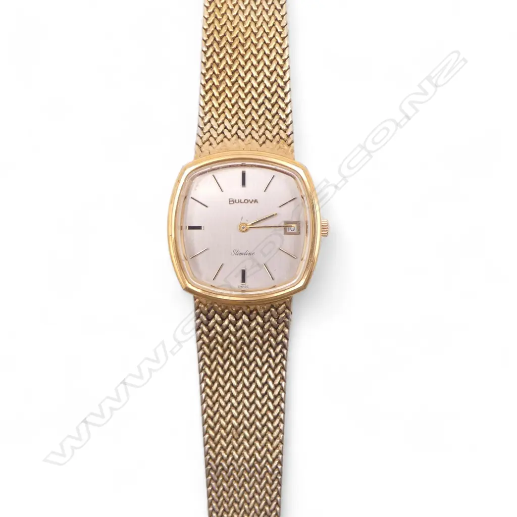 VINTAGE BULOVA 10K ROLLED GOLD PLATE BACK  GENT'S WRISTWATCH. Running Image 1++