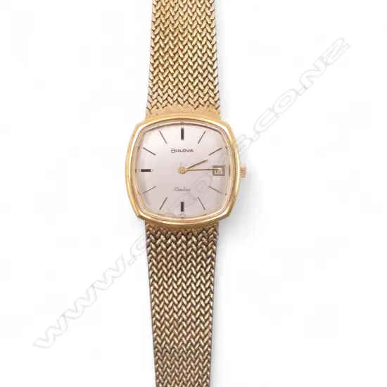 VINTAGE BULOVA 10K ROLLED GOLD PLATE BACK  GENT'S WRISTWATCH. Running