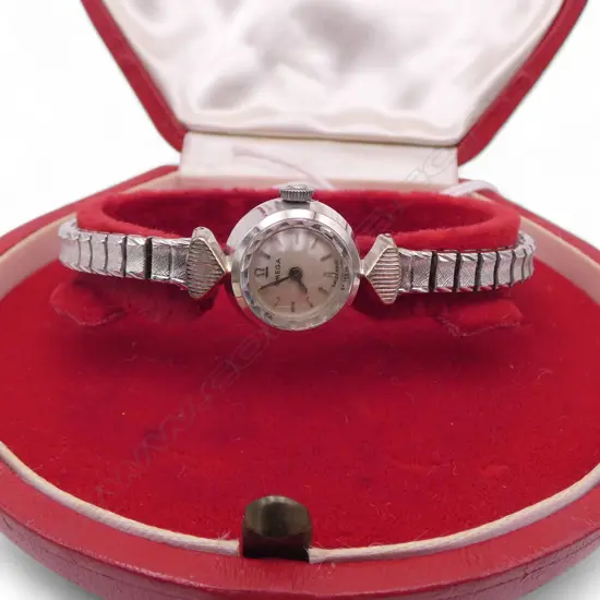 1950's 1960's OMEGA LADIES WRISTWATCH in red leather box stainless. Running