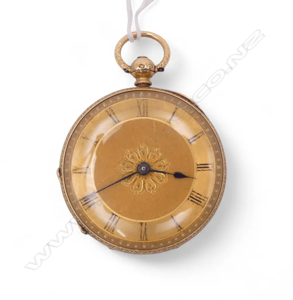 18ct GOLD OPEN FACE POCKET WATCH fusee movement 55gms Image 1++