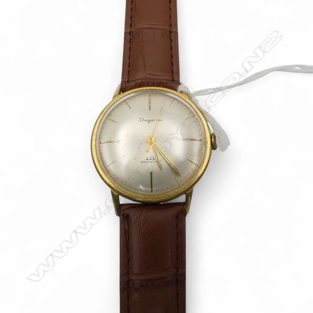 VINTAGE DUGENA 444 ANTICHOC  GENT'S STAINLESS & GOLD PLATE WRISTWATCH. Running Image 1++