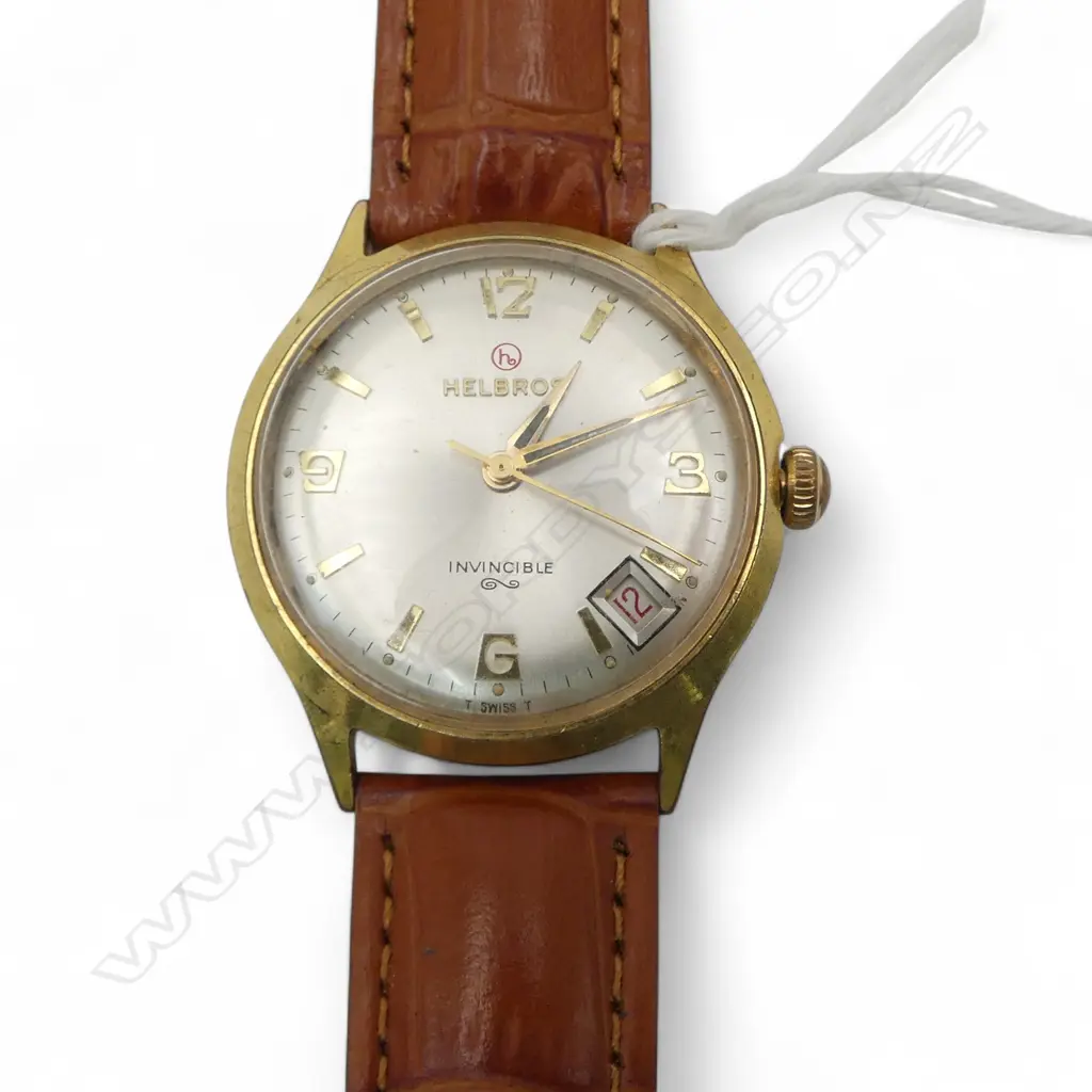 VINTAGE HELBROS 'INVINCIBLE'  GENT'S STAINLESS & GOLD PLATE WRISTWATCH. Running Image 1++