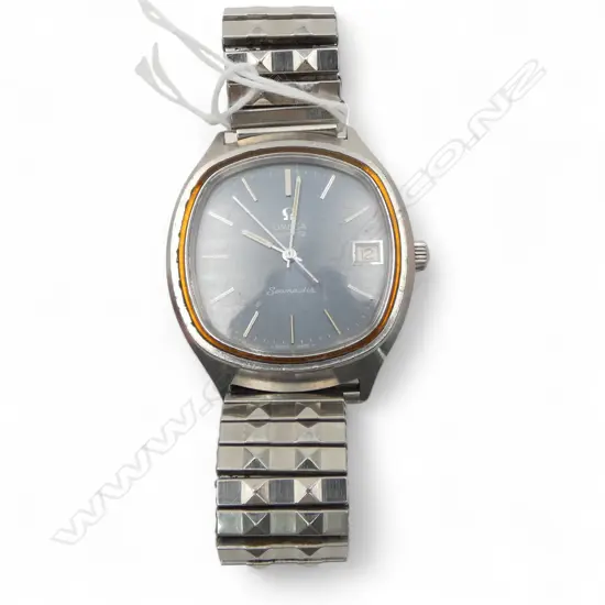 VINTAGE OMEGA QUARTZ SEAMASTER GENT'S WRIST WATCH in box with papers. Purchase certificate dated 1981. Not running