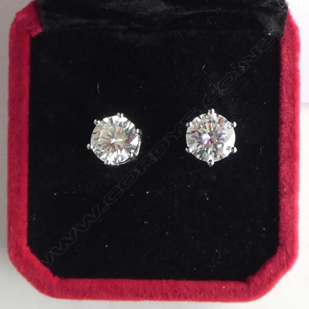 PR 2ct (ea) MOISSANITE EARRINGS, GRA CERT. Image 1++