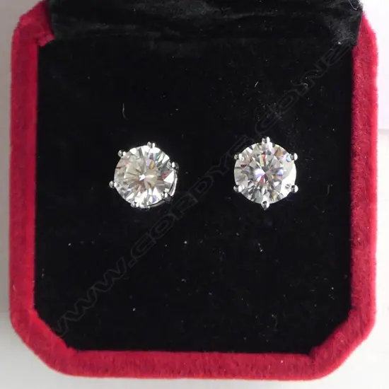 PR 2ct (ea) MOISSANITE EARRINGS, GRA CERT.