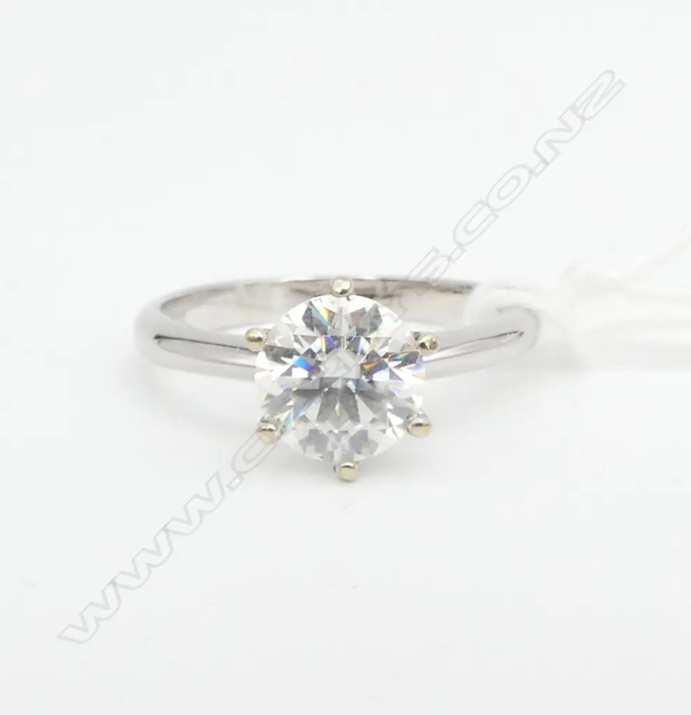 2ct MOISSANITE & SILVER RING, GRA CERT. SIZE S, certification no. etched on stone Image 1++