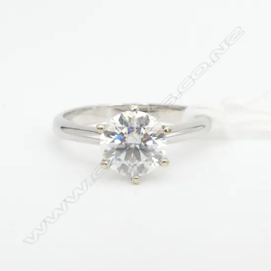 2ct MOISSANITE & SILVER RING, GRA CERT. SIZE S, certification no. etched on stone