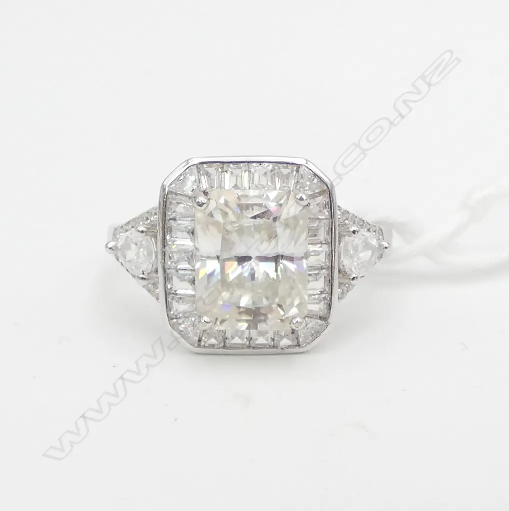 3ct MOISSANITE & SILVER RING, GRA CERT. SIZE O Image 1++