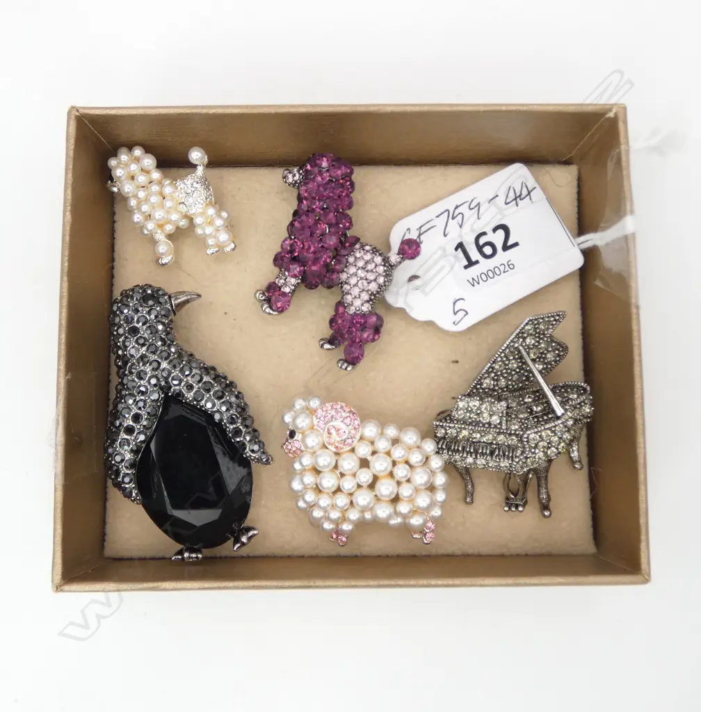 5 SML COSTUME BROOCHES Image 1++