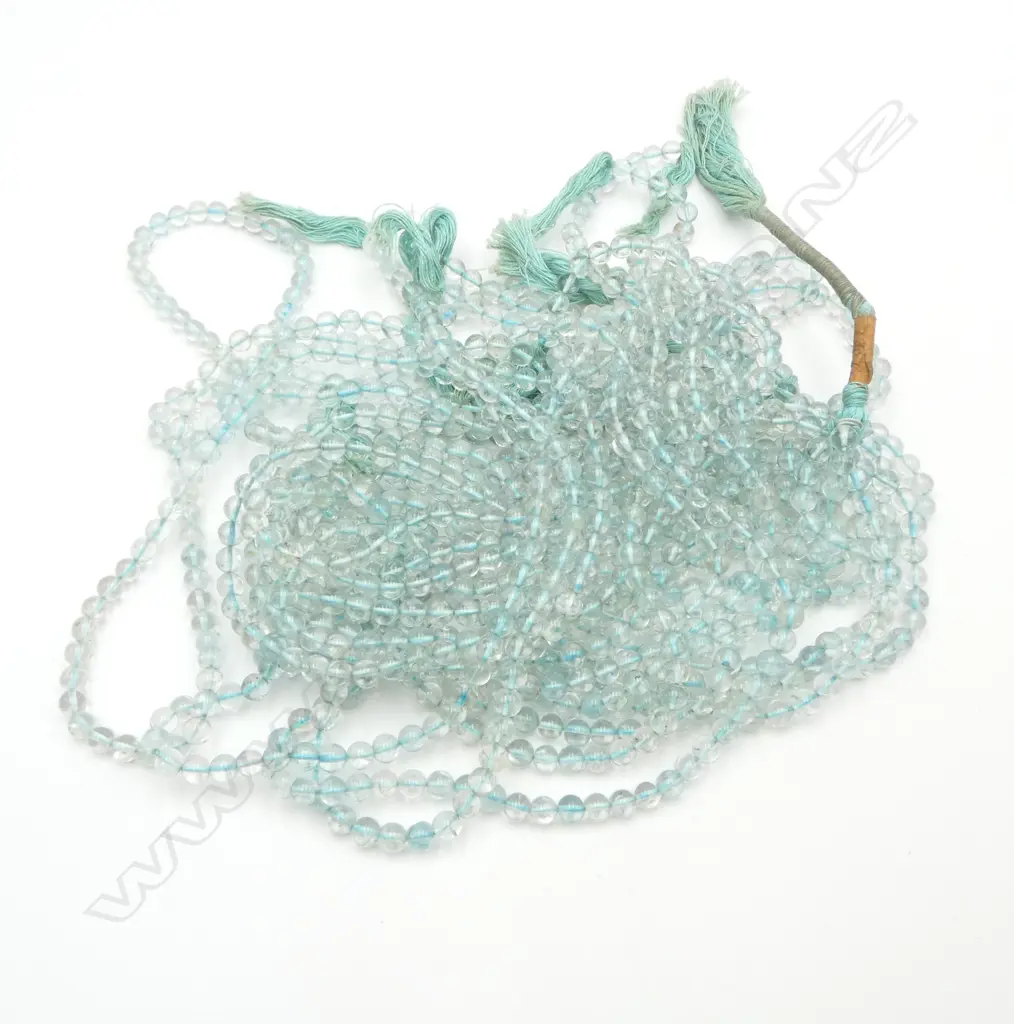 15 STRANDS AQUAMARINE 5mm BEADS, NEED STRING/CLASPS, 216gm Image 1++