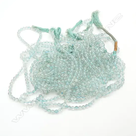 15 STRANDS AQUAMARINE 5mm BEADS, NEED STRING/CLASPS, 216gm