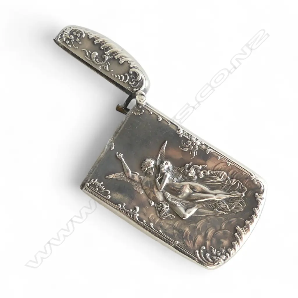 LGE SILVER VESTA embossed angel & naked maiden H.64mm.70mm Image 1++