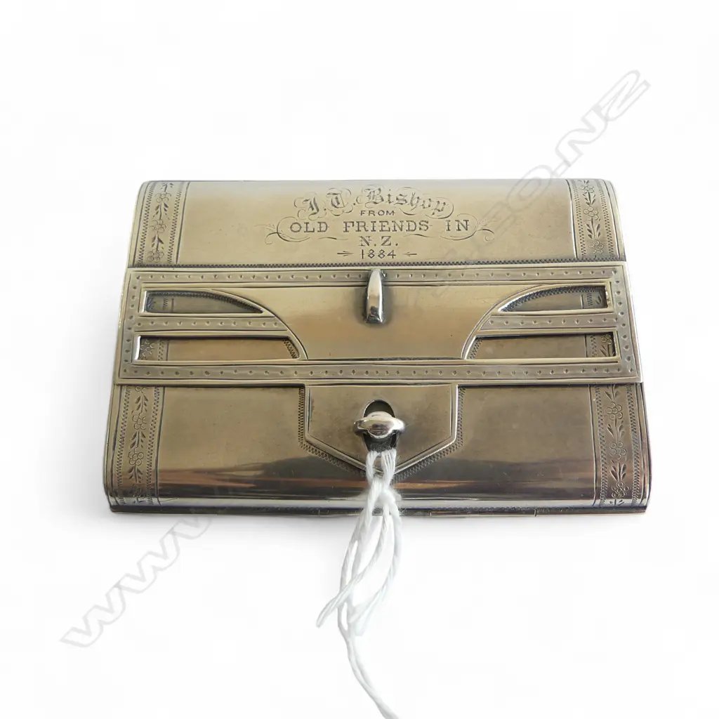 STG SILVER GILT LINED CARD CASE, Hilliard & Thomason B'HAM 1882 80x15x60mm 78.8gms Image 1++