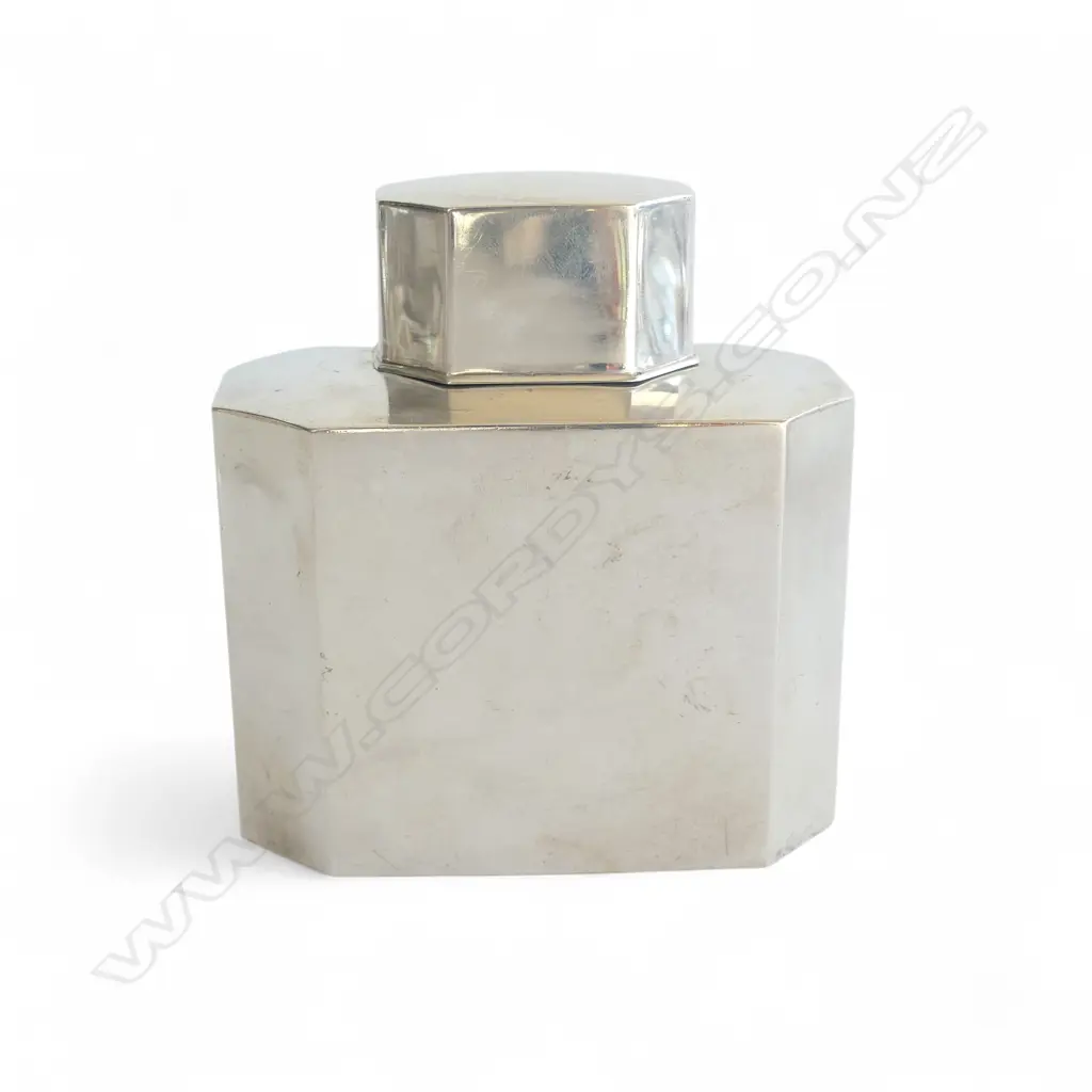 STG SILVER TEA CADDY, BIRMINGHAM 1911, 199gms Image 1++