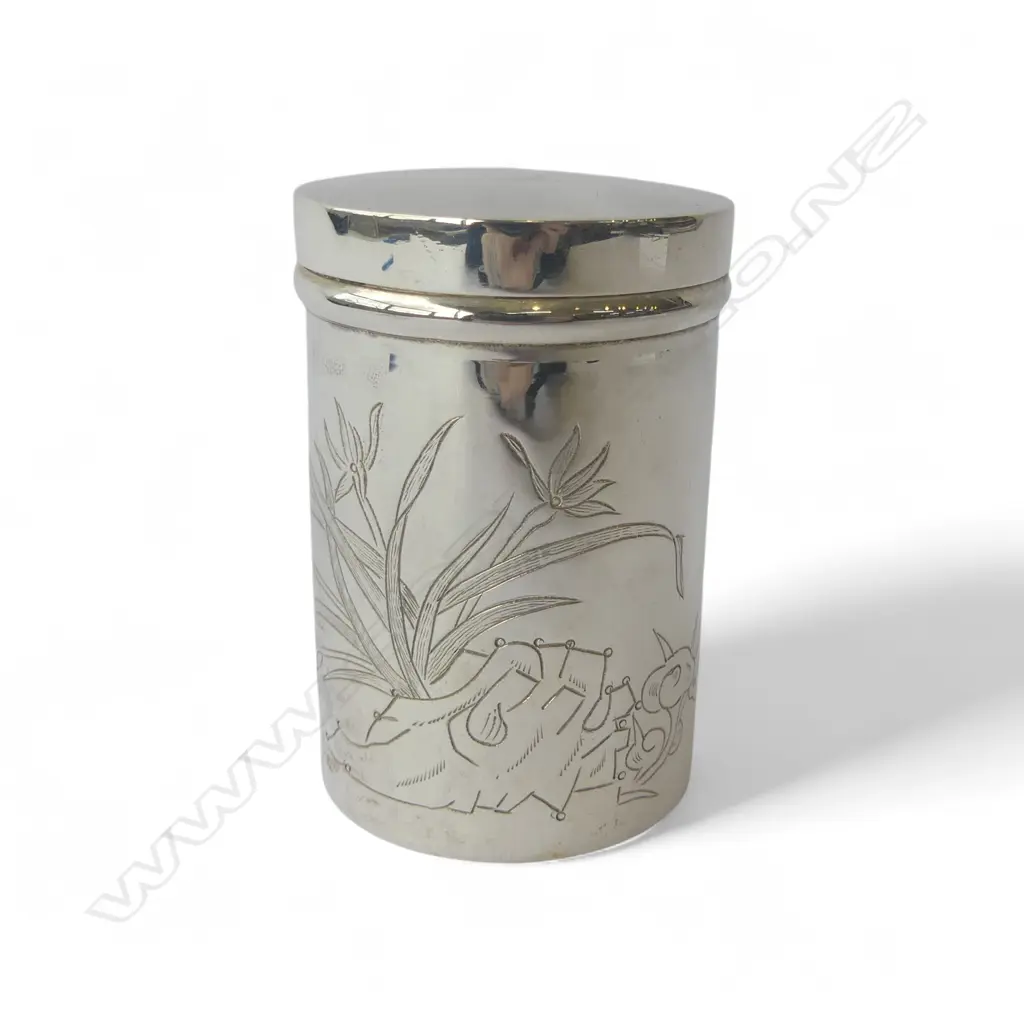 ORIENTAL STG SILVER CONTAINER 'WAI KEE' H.85mm, 106gms Image 1++