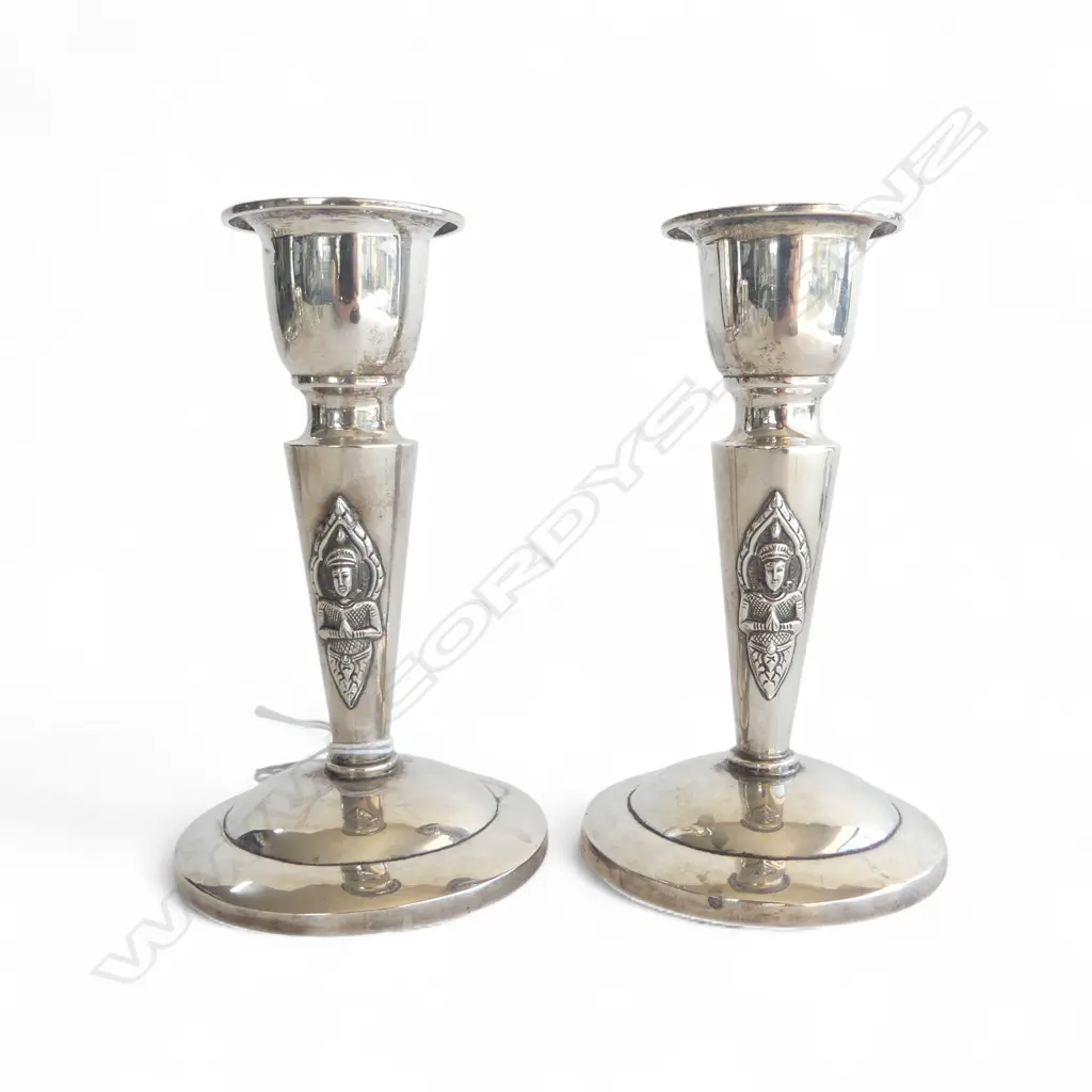PR THAI ALEX & CO SILVER CANDLESTICKS H.145mm weighted base Image 1++