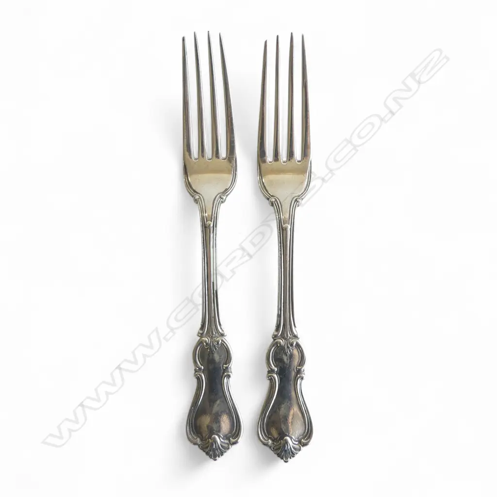 2 VICTORIAN STG SILVER FORKS, LONDON 1846, 214gms Image 1++