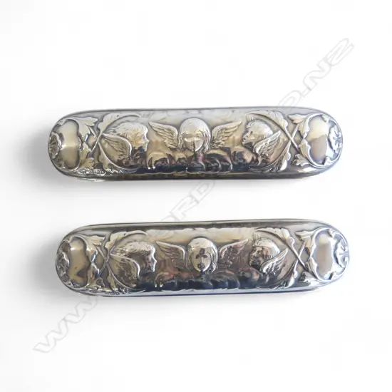 PR EDWARDIAN SILVER ANGELS BACKED CLOTHES BRUSHES London 1903 