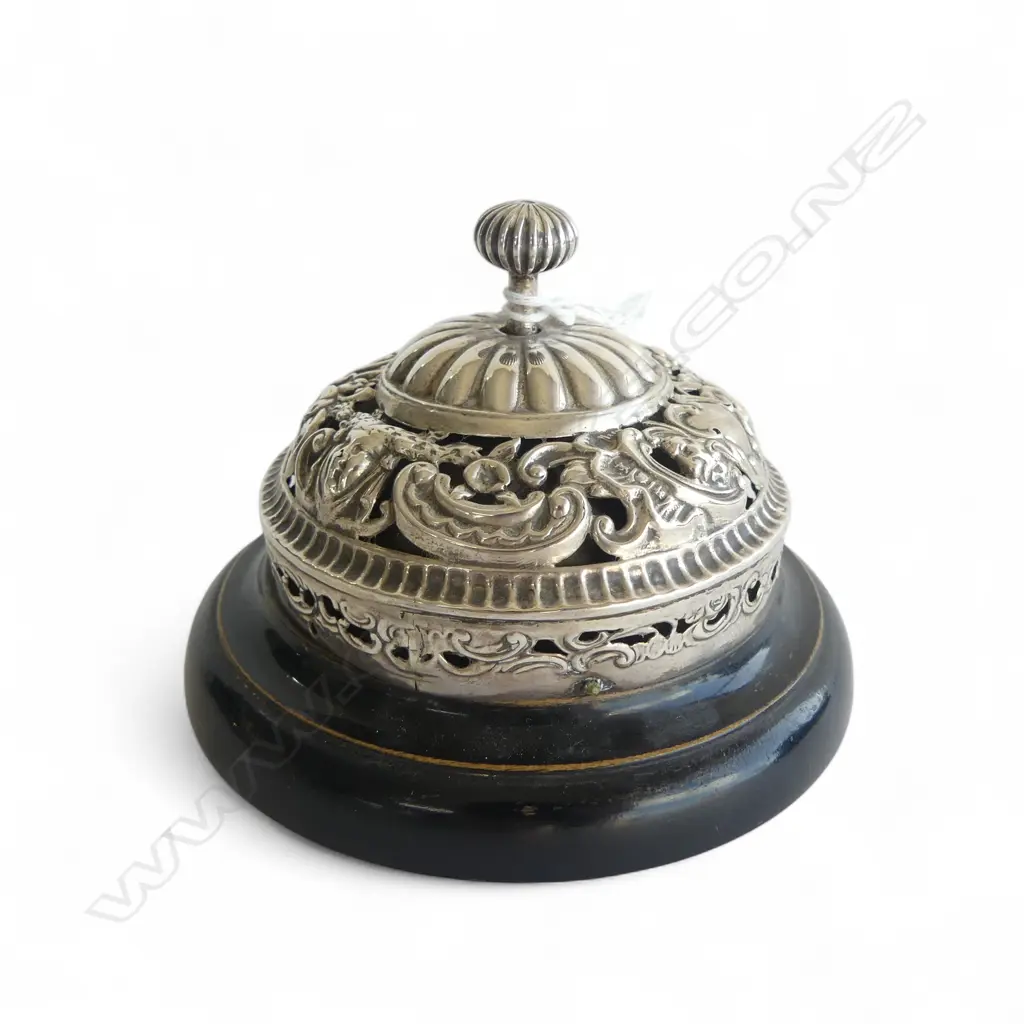 STG SILVER CASED SHOP COUNTER BELL, LONDON 1905, Dia.105 H.80mm Image 1++