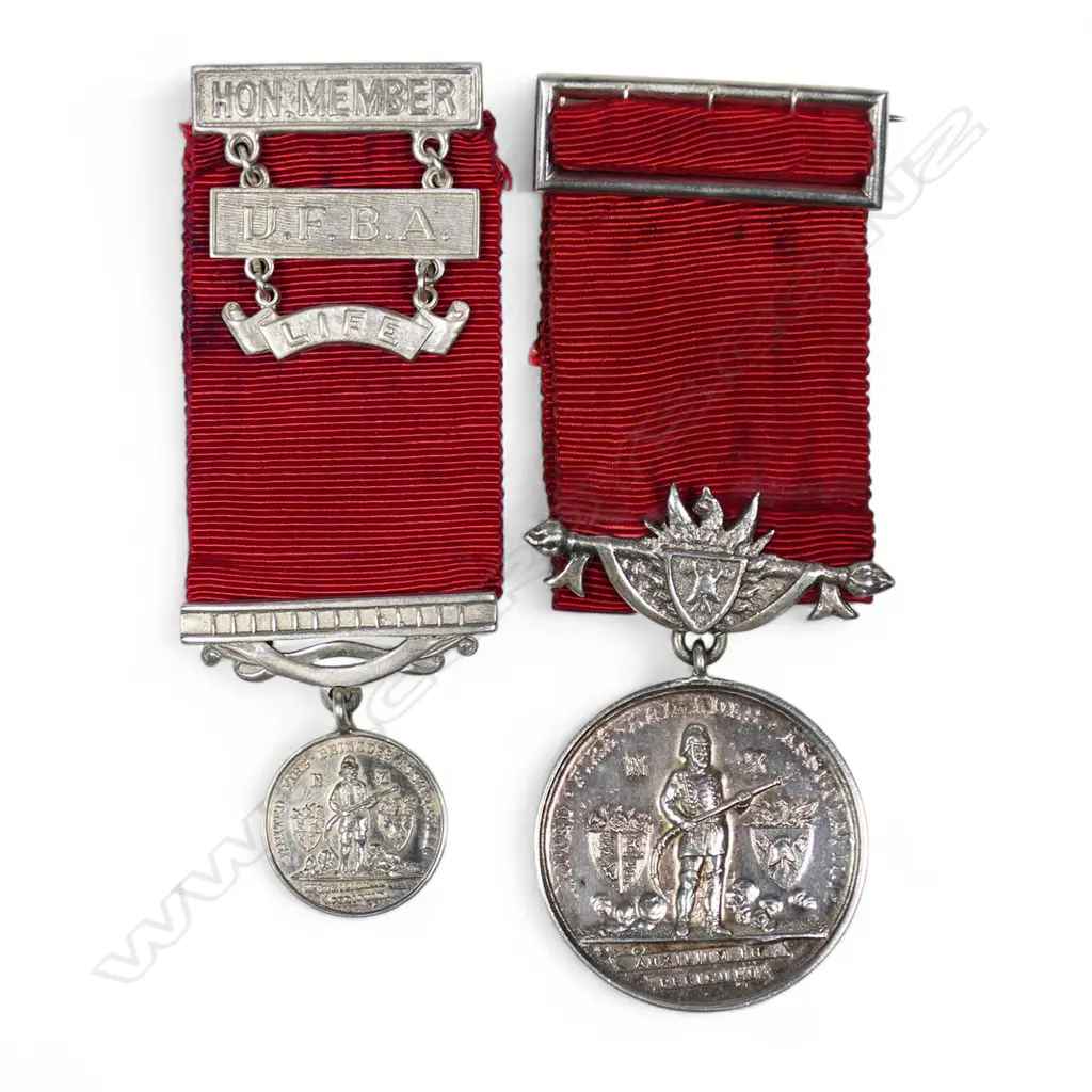 ANTON TEUTENBERG SILVER UFBA LONG SERVICE MEDAL TO N.G. BUICK (WELLINGTON) 28.3.54 + UNMARKED SILVER LIFE HON. MEMBER Image 1++