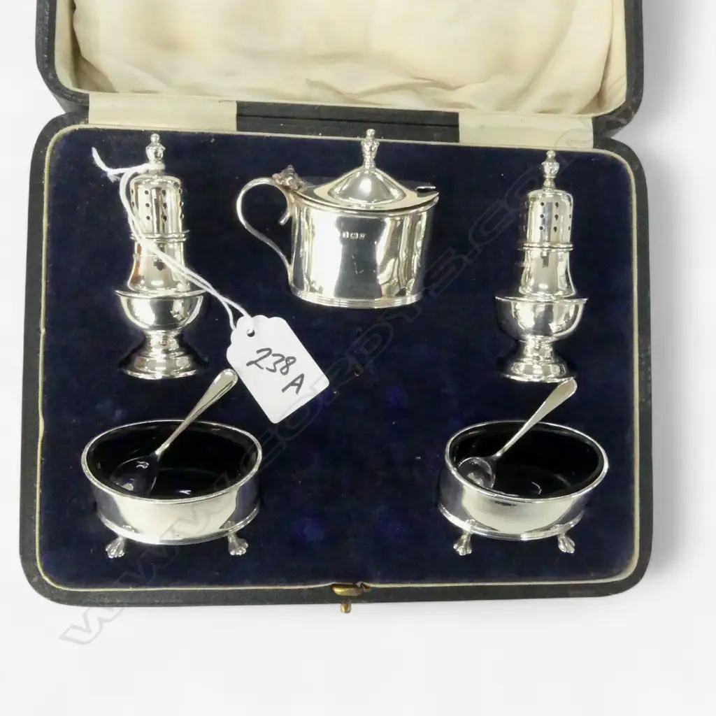 5 PCE STG SILVER CONDIMENT SET, 126gms, BOXED Image 1++