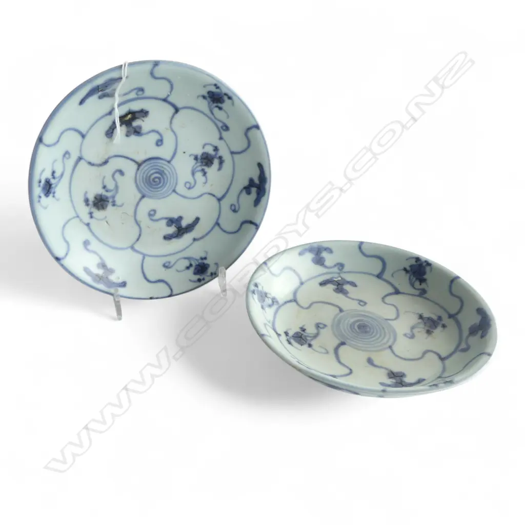TEK SING WRECK CHINESE B/W 2 SHALLOW DISHES DIA150MM Image 1++