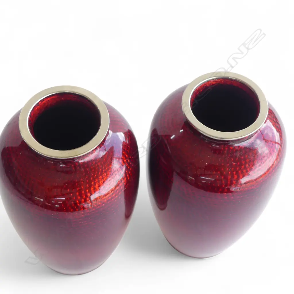 PR JAPANESE GINBARI CLOISONNE VASES H.130mm Image 1++
