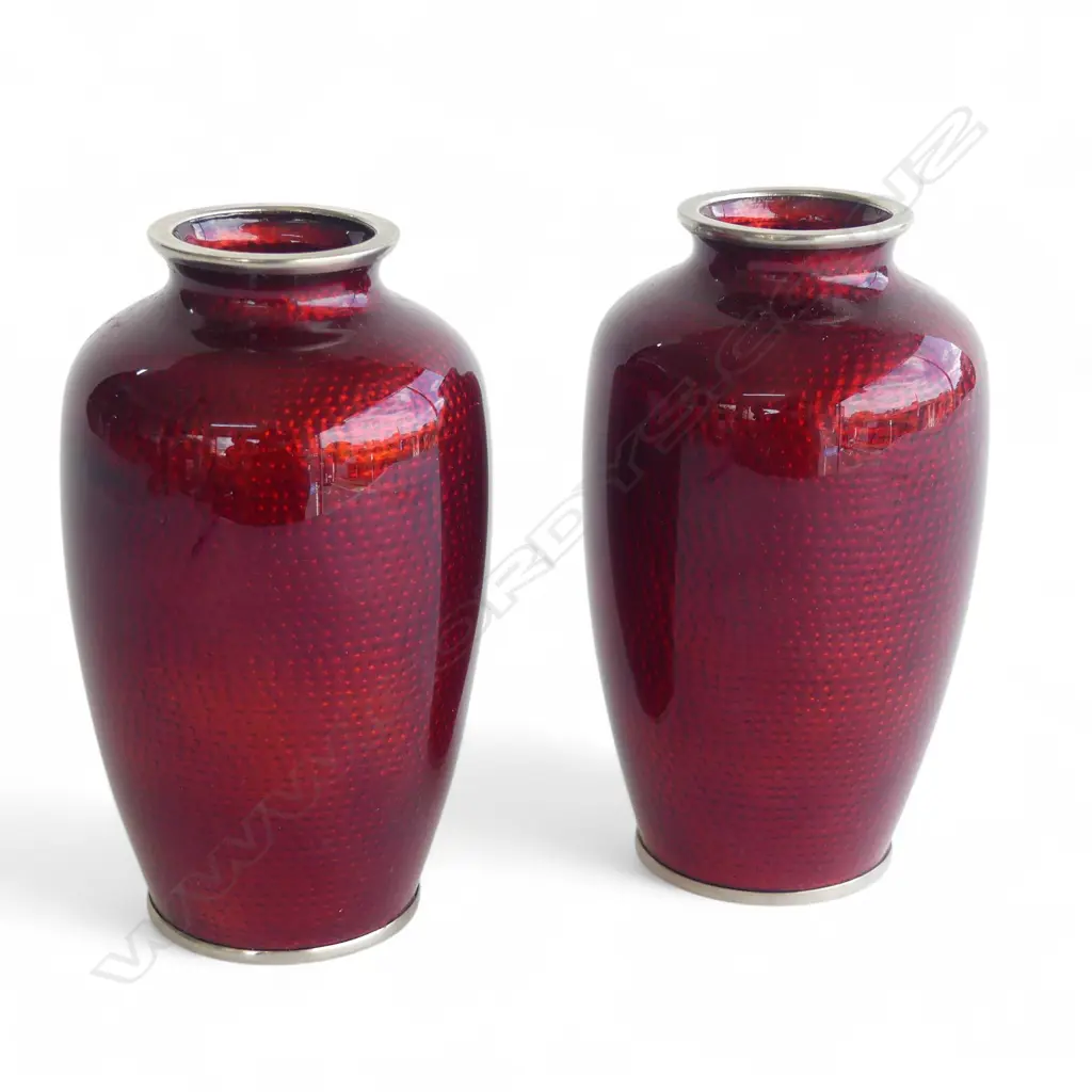 PR JAPANESE GINBARI CLOISONNE VASES H.130mm Image 1++