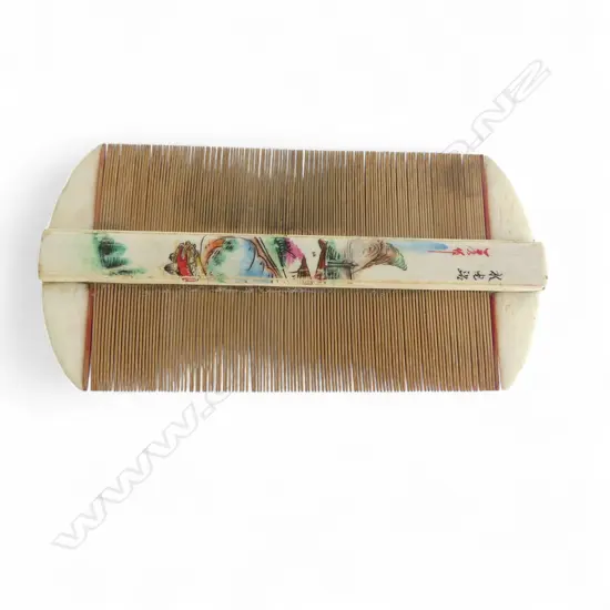 VINTAGE JAPANESE GEISHA HAND PAINTED COMB L110MM