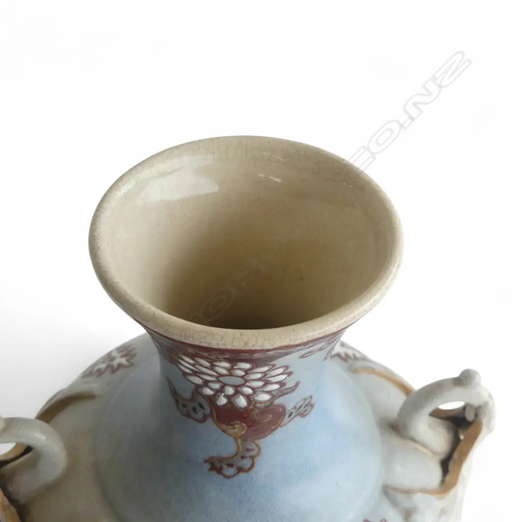2 HANDLED SATSUMA VASE ON STAND H330MM Image 1++