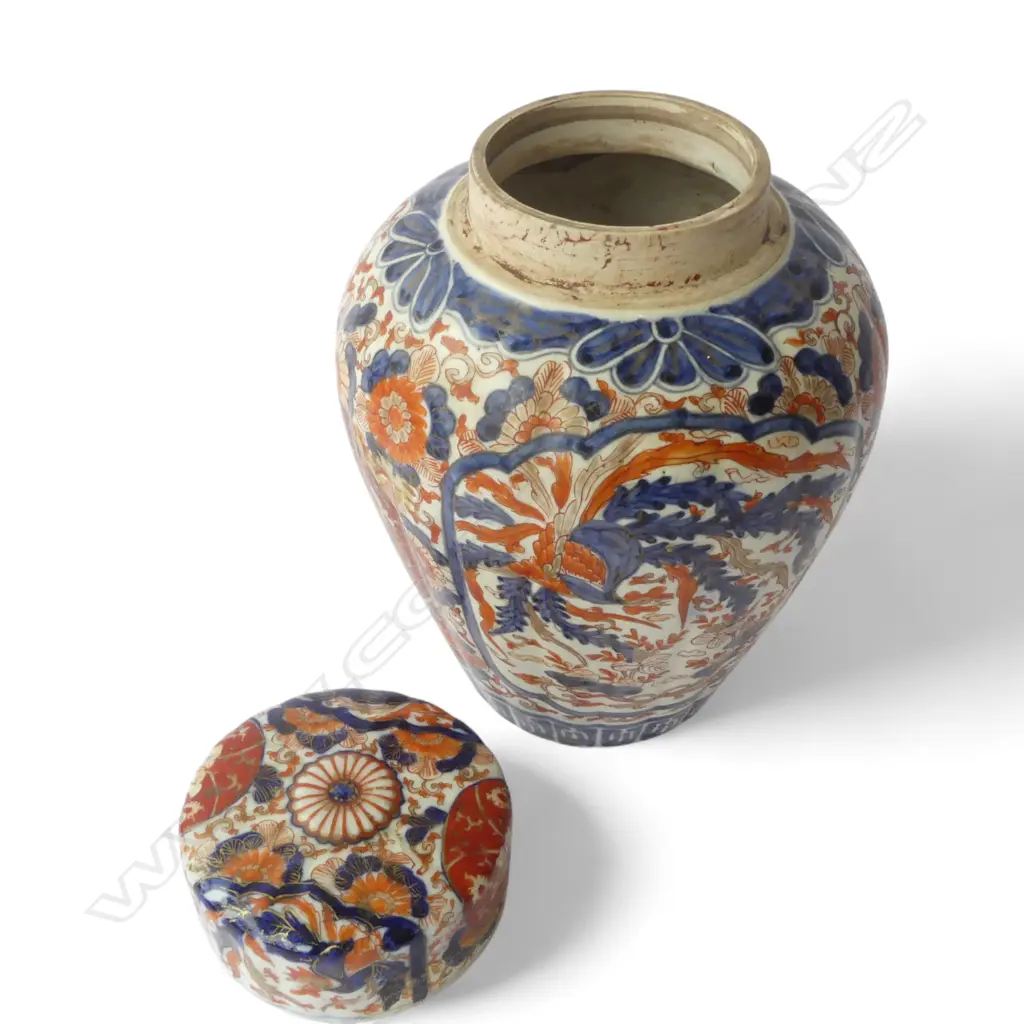 JAPANESE IMARI LIDDED VASE H.240mm LID REPAIRED Image 1++